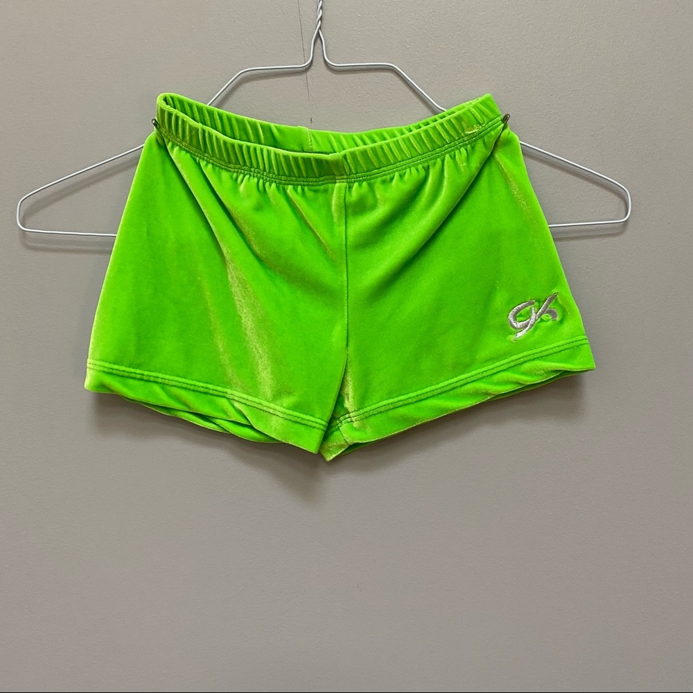 GK Lime Green Velour Gymnastics Shorts